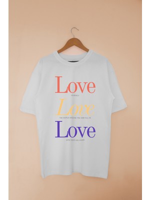 Mind Earth Oversize Pamuk 3 Renkli Love T-Shirt