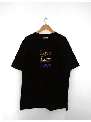 Mind Earth Oversize Pamuk 3 Renkli Love T-Shirt