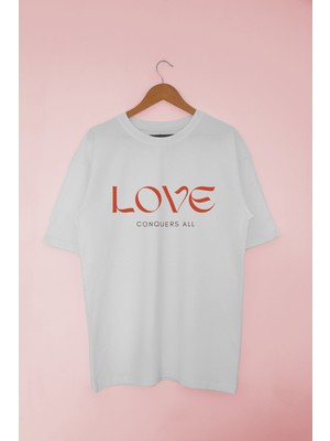 Mind Earth Oversize Pamuk Kırmızı Love T-Shirt