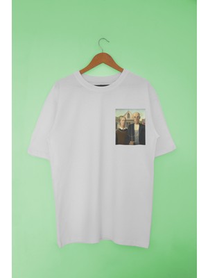 Mind Earth Oversize Pamuk American Gothic T-Shirt