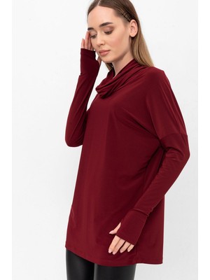 Laranor Degaje Yaka Kol Ucu Yarım Eldiven Detaylı Bluz 36 - Bordo