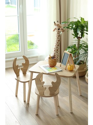 Alfa Country Montessori Geyik Sandalyeli Çalışma Masası 2 Sandalye 1 Masa