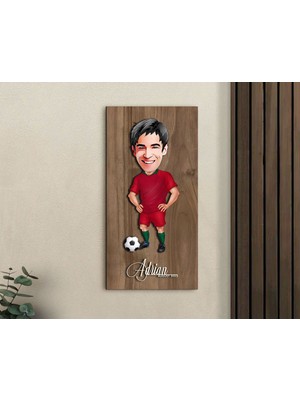 Bk Gift Kişiye Özel Futbolcu Karikatürlü Kabartma Figürlü Ahşap Tablo-12, Arkadaşa Hediye, Sevgiliye Hediye, Duvar Dekoru