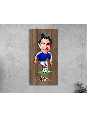 Bk Gift Kişiye Özel Futbolcu Karikatürlü Kabartma Figürlü Ahşap Tablo-11, Arkadaşa Hediye, Sevgiliye Hediye, Duvar Dekoru