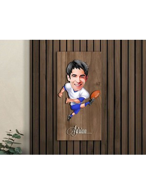 Bk Gift Kişiye Özel Amerikan Futbolcusu Karikatürlü Kabartma Figürlü Ahşap Tablo-10,  Arkadaşa Hediye, Sevgiliye Hediye, Duvar Dekoru