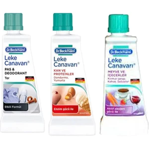 Dr. Beckmann Kan ve Proteinler Leke Çıkaracı + Pas ve Deodorant Leke Çıkaracı +  Meyve ve Içecek Leke Çıkaracı 50 ml 3lü Leke Çıkarıcı Set