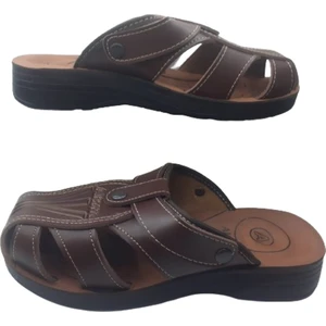 Erkek Kahverengi Ortapedik Taban Sandalet Terlik AK40-10