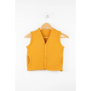 %100 Pamuk Çıtçıtlı Müslin Bebek Yelek