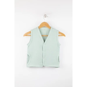 %100 Pamuk Çıtçıtlı Müslin Bebek Yelek