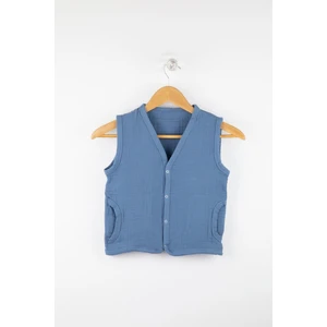 %100 Pamuk Çıtçıtlı Müslin Bebek Yelek