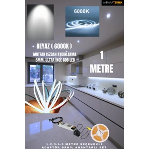 Mutfak Tezgah Üstü Için Ince Cob Şerit LED 12V Adaptör Tak Çalıştır Anahtarlı (Renkseçiniz)