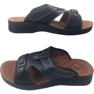 Erkek Siyah Ortapedik Taban Günlük Terlik Sandalet AK015-10