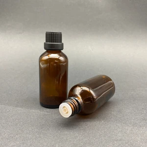 50cc Kahverengi Cam Şişe, Tıpalı Kapak, 10 Adet