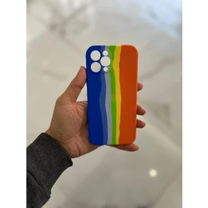 iPhone 12 Pro Max Uyumlu Rainbow Renkli Şeritli Lansman Silikon Darbe Emici Telefon Kılıfı