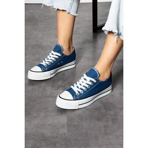 Indigo Mavi Keten [yüksek Taban (4 Cm)] Günlük Kısa Sneaker