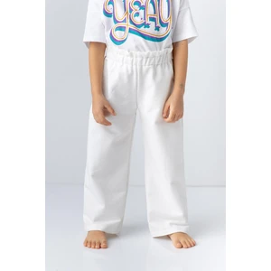 Kız Çocuk Fırfır Kemerli Düz Eşofman Altı