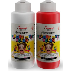 Red Rose Color Kırmızı Beyaz Parmak Boyası 2'li Set 2 x 120 ml