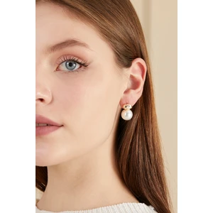 Hailey Incili Sallantılı Gold Küpe