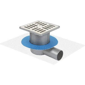 Yalıtım Uyumlu Çelik Çerçeveli Yer Süzgeci 15X15 cm Ø70 Yandan