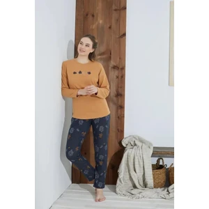 2802 Kadın Bisiklet Yaka Jakarlı Pijama Takımı