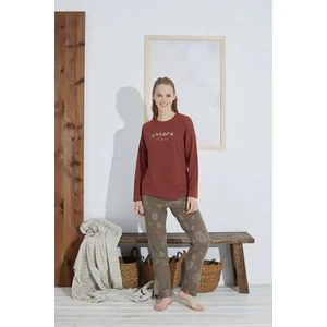 2802 Kadın Bisiklet Yaka Jakarlı Pijama Takımı