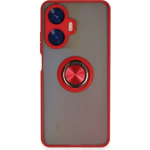 Realme C55 Kılıf Montreal Yüzüklü Silikon Kapak - Kırmızı 300099