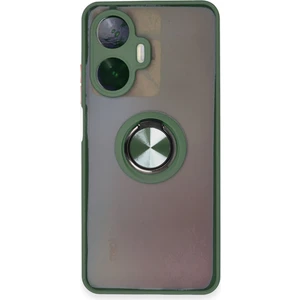 Realme C55 Kılıf Montreal Yüzüklü Silikon Kapak - Yeşil 300099