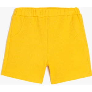 Basic Şort Dokulu Cepli Beli Lastikli