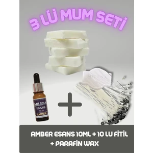 Miss Milena 3lü Mum Yapım Seti Parafin Wax 1kg +Esans+Fitil