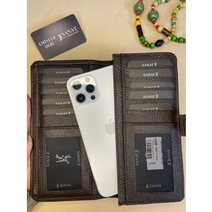 Sanat Leather SL-2102 19CM×9,5CM Telefon Bölmeli Ehliyet/kimlik Bölmeli Hakiki Deri Cüzdan Yeni Sezon