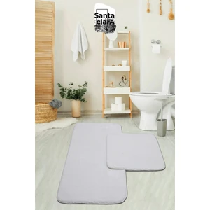 Santa Clara 80X120 + 80X50 Beyaz Banyo Paspas Takımı Peluş Kaymaz Taban Yıkanabilir