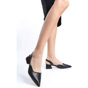 Moda Adam Kadın Jozi Kısa Topuklu Ayakkabı - Siyah-Deri