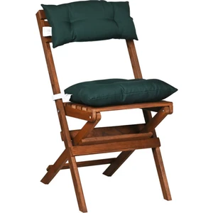 Vernikli Puf Minderli Ahşap Katlanabilir  Bahçe Mutfak Balkon Teras Sandalyesi (Ceviz-Yeşil)