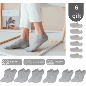 Kral Socks Erkek - Kadın Düz Desen (6 Çift) Snikers Pamuklu Terletmez Çorap