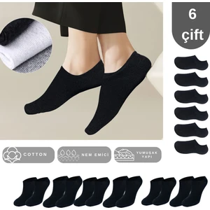 Kral Socks Erkek - Kadın Düz Desen (6 Çift) Snikers Pamuklu Terletmez Çorap