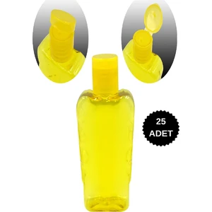 Boş Şişe 25 Adet 100ML Sarı Plastik Şişe +Fliptop Kapak Boş Şişe 100 ml Boş Kolonya Şişesi