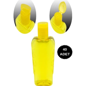 40 Adet 100ML Sarı Plastik Şişe +Fliptop Kapak Boş Şişe 100 ml Boş Kolonya Şişesi