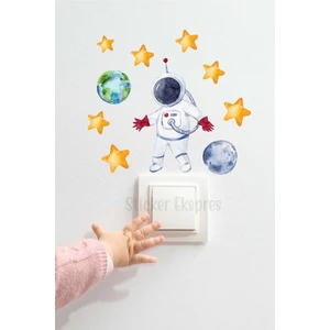 Sticker Ekspres Astronot ve Yıldızlar Uzay Temalı P3 Priz Sticker