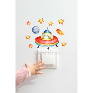 Sticker Ekspres Uzay Aracı ve Yıldızlar P1 Priz Sticker