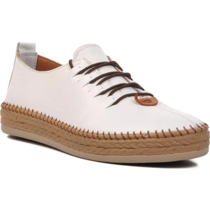 394163 Beyaz Hakiki Deri Kadın Günlük Ayakkabı GENİŞ KALIP