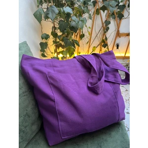 Sumicorn Design Mor Çevre Dostu Bez Çanta,cepli Keten Kol ve Omuz Çantası,alışveriş Çantası