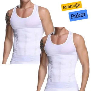 Erkek Korse Atlet Beyaz Ikili Paket