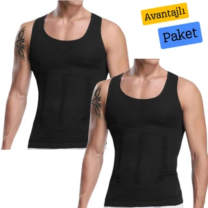 Erkek Korse Atlet Siyah İkili Paket