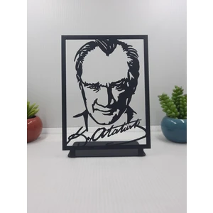 Gowpenart Dizayn Atatürk Çerçeveli Masaüstü Metal Büst - Ev / Ofis Dekoru - Hediye Biblo - 18 x 13 cm
