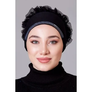 Siyah Likralı Fırfırlı Kaymayan Bone ( Kaymaz  Bone)