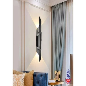 Merdiven Modeli Metal Çift Yönlü Beyaz-Günışığı-Amber Siyah Kasa Duvar Aydınlatma Aplik