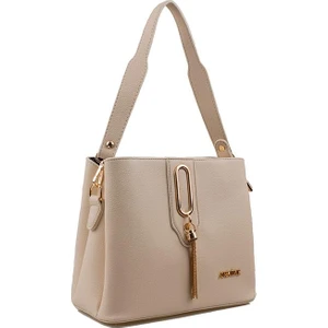 Krem Düz Casual Kadın Kol Çantası