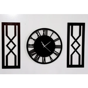 Eyka Store Duvar Saati ve Duvar Dekoru Kum 3 Lü Set Siyah