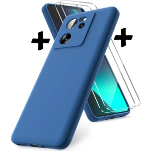 M.TK Moveteck Xiaomi Mi 13T - Mi 13T Pro Uyumlu Kılıf Kamera Korumalı Soft Yumuşak Mat Silikon + 9h Tempereli Ekran Koruyucu Cam 2'li Set Ekran Camı ve Kılıf
