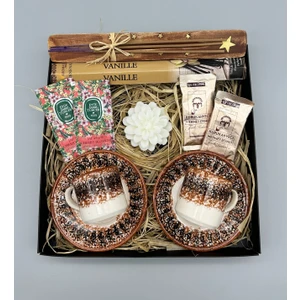 Fiorella Gift Ebru Fincan Seti & Tütsü Seti & Kahve & Mum & Mendil & Hediye Seti & Hediye Kutusu & Yeni Iş Terfi & Yıldönümü & Dogum Günü